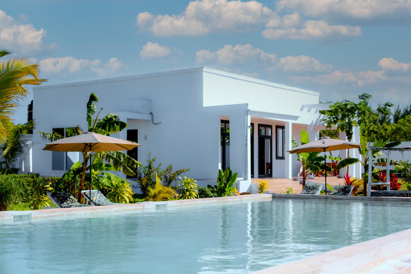 Pool and villa exterior